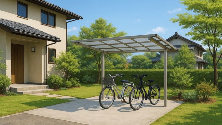 唐津市の戸建て外構に施工された自転車置き場のイメージ