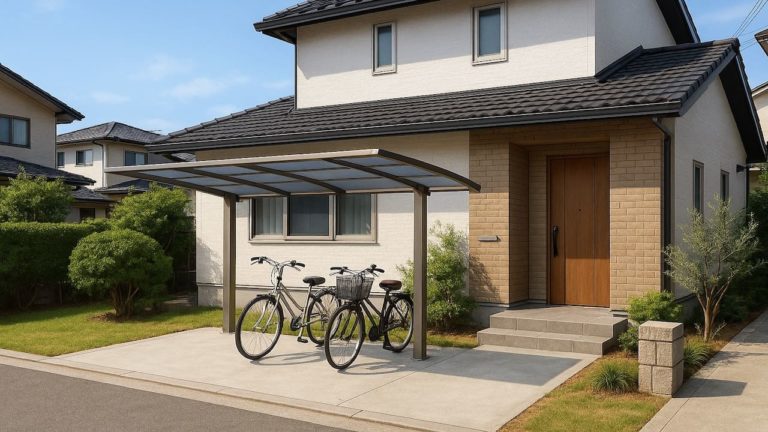 唐津市の戸建て外構に施工されたサイクルポートのイメージ