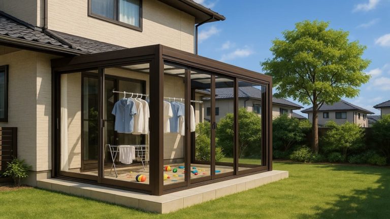 唐津市の戸建て外構に施工されたテラス囲い・サンルームのイメージ