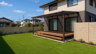 刈谷市の戸建て外構に施工された人工芝のイメージ