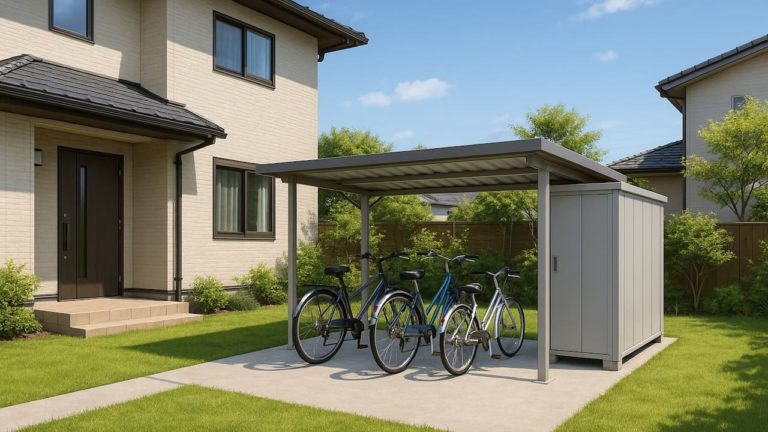 刈谷市の戸建て外構に施工された自転車置き場のイメージ