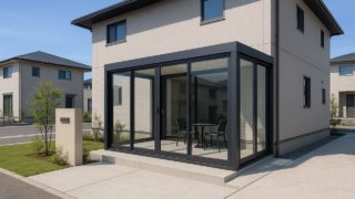 【刈谷市】テラス囲い・サンルームの費用感|片付けが楽な収納アイデア5つ 刈谷市の戸建て外構に施工されたテラス囲い・サンルームのイメージ