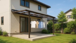 刈谷市の戸建て外構に施工されたテラス屋根のイメージ