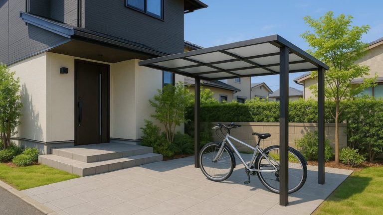 橿原市の戸建て外構に施工された自転車置き場のイメージ