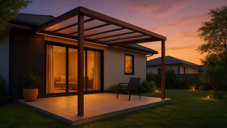 橿原市の戸建て外構に施工されたテラス屋根のイメージ