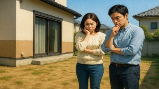 柏市の外構工事の失敗にがっかりする夫婦のイメージ