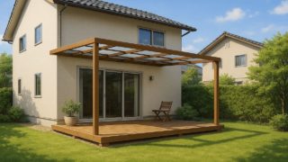 【柏市】テラス屋根の予算ライン|地元業者に頼むときの注意点 柏市の戸建て外構に施工されたテラス屋根のイメージ