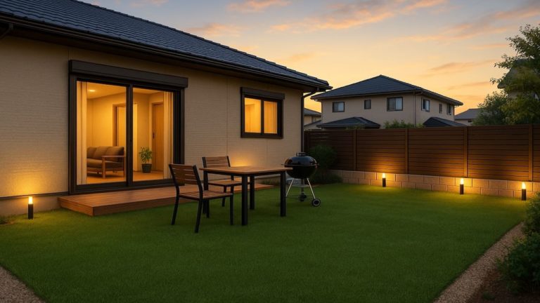 春日市の戸建て外構に施工された人工芝のイメージ