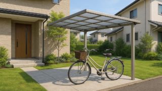 春日市の戸建て外構に施工された自転車置き場のイメージ