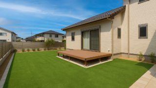 春日井市の戸建て外構に施工された人工芝のイメージ