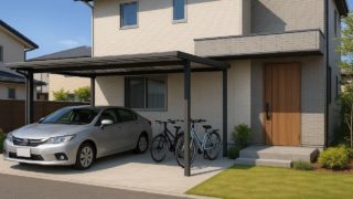 春日井市の戸建て外構に施工された自転車置き場のイメージ