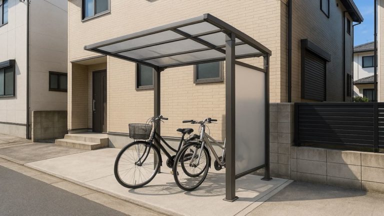 春日部市の戸建て外構に施工されたサイクルポートのイメージ