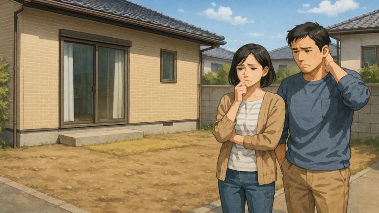 春日部市の外構工事の失敗にがっかりする夫婦のイメージ