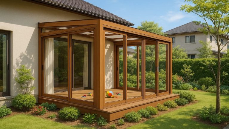 春日部市の戸建て外構に施工されたテラス囲い・サンルームのイメージ