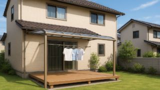 【春日部市】テラス屋根の価格相場|費用を抑えても失敗しない選び方 春日部市の戸建て外構に施工されたテラス屋根のイメージ