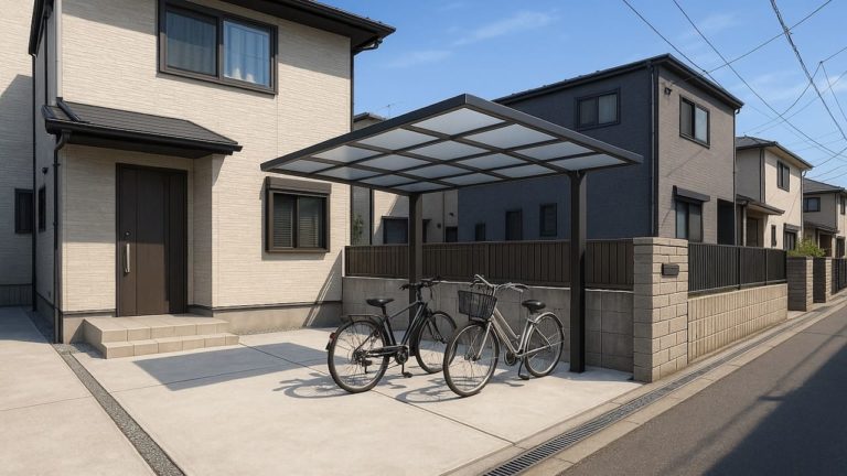 葛飾区の戸建て外構に施工されたサイクルポートのイメージ