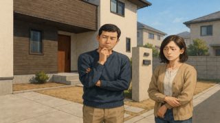 【葛飾区】外構の失敗例5選|数年後にやり直し費用がかさむパターン 葛飾区の外構工事の失敗にがっかりする夫婦のイメージ