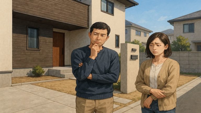 葛飾区の外構工事の失敗にがっかりする夫婦のイメージ