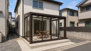葛飾区の戸建て外構に施工されたテラス囲い・サンルームのイメージ