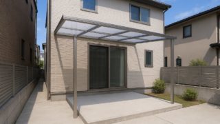 【葛飾区】テラス屋根の価格相場|おしゃれに仕上げる配置バランス 葛飾区の戸建て外構に施工されたテラス屋根のイメージ