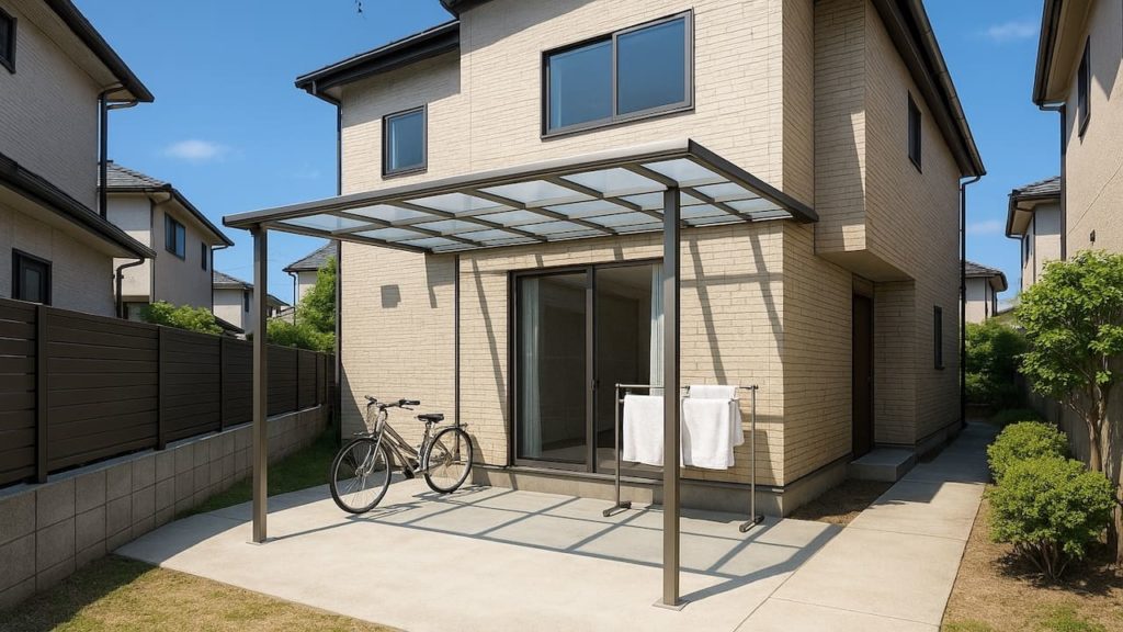 河内長野市の戸建て外構に施工されたテラス屋根のイメージ