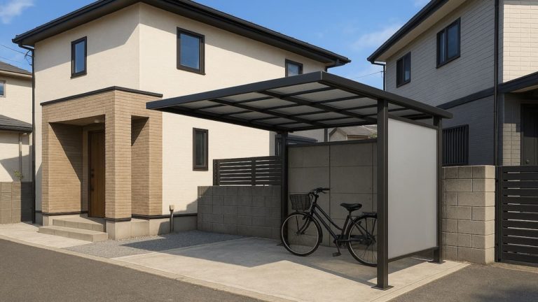 川越市の戸建て外構に施工されたサイクルポートのイメージ