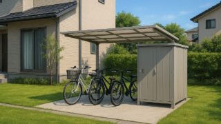 川口市の戸建て外構に施工された自転車置き場のイメージ