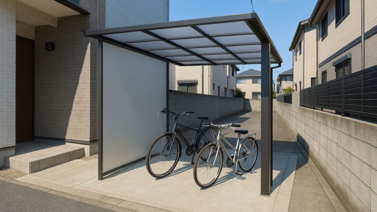 川口市の戸建て外構に施工されたサイクルポートのイメージ