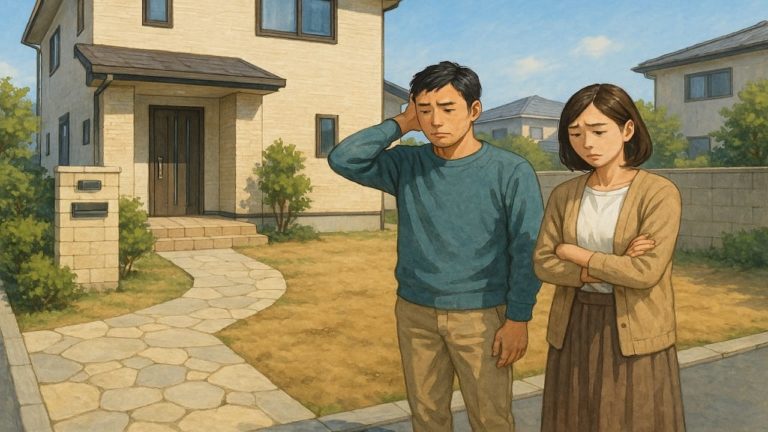 川口市の外構工事の失敗にがっかりする夫婦のイメージ