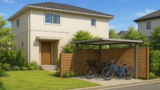 川西市の戸建て外構に施工された自転車置き場のイメージ