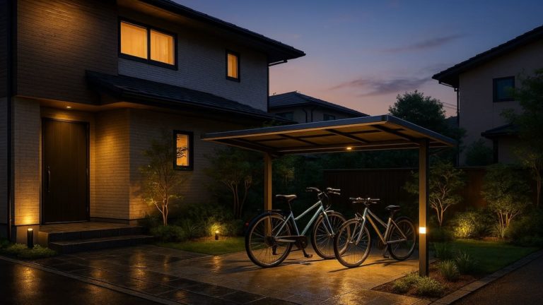 川崎市の戸建て外構に施工された自転車置き場のイメージ