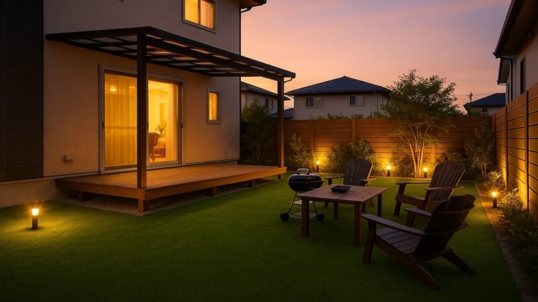 加須市の戸建て外構に施工された人工芝のイメージ