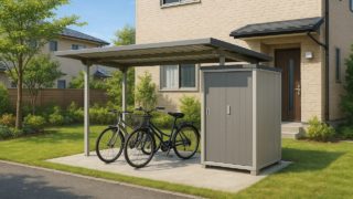 加須市の戸建て外構に施工された自転車置き場のイメージ