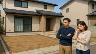 加須市の外構工事の失敗にがっかりする夫婦のイメージ