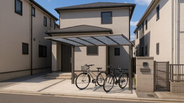 君津市の戸建て外構に施工されたサイクルポートのイメージ