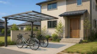 霧島市の戸建て外構に施工されたサイクルポートのイメージ