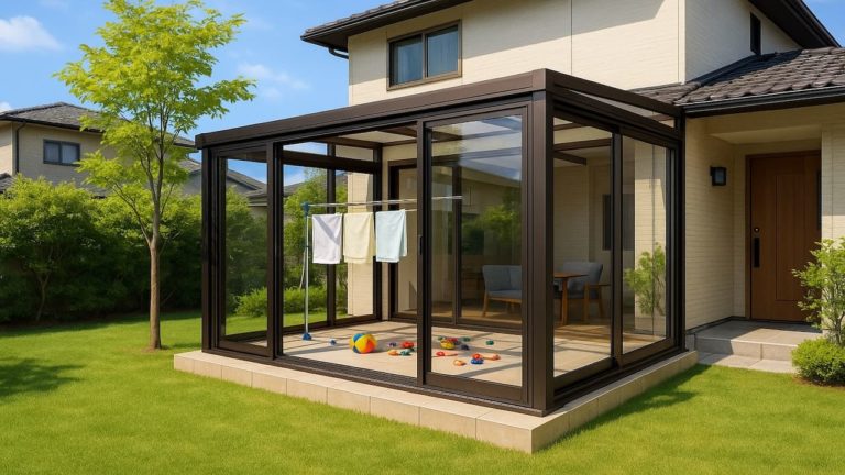 霧島市の戸建て外構に施工されたテラス囲い・サンルームのイメージ