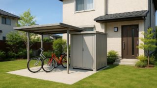 桐生市の戸建て外構に施工された自転車置き場のイメージ