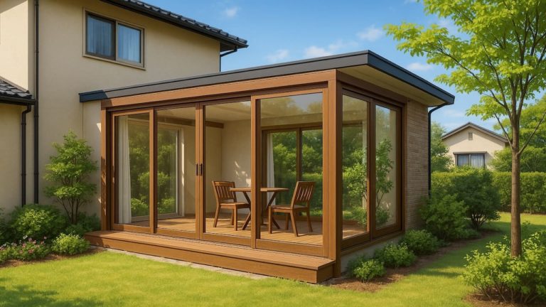 桐生市の戸建て外構に施工されたテラス囲い・サンルームのイメージ