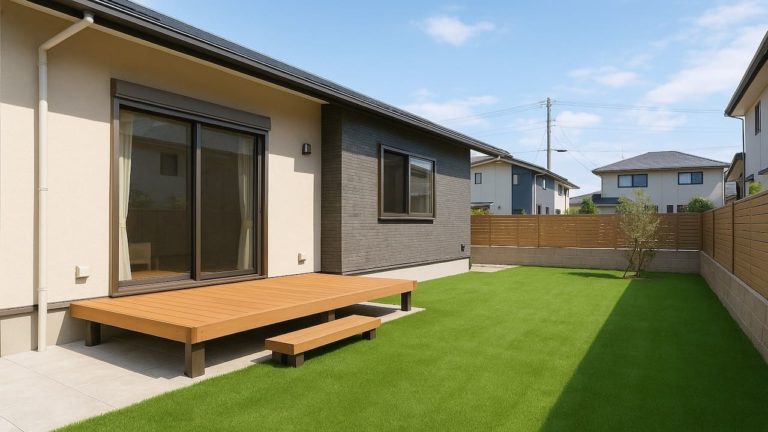 木更津市の戸建て外構に施工された人工芝のイメージ