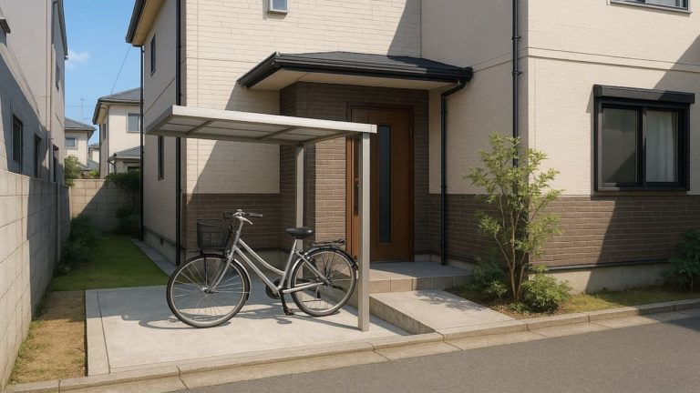 木更津市の戸建て外構に施工された自転車置き場のイメージ