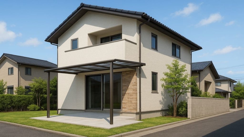 木更津市の戸建て外構に施工されたテラス屋根のイメージ