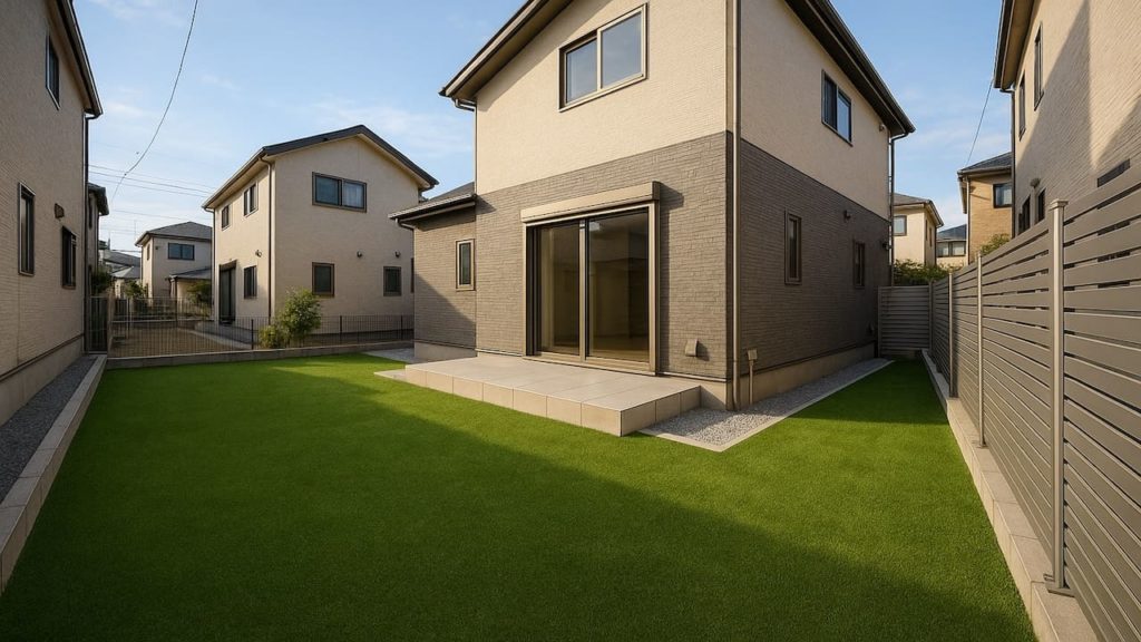 岸和田市の戸建て外構に施工された人工芝のイメージ