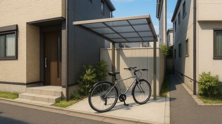 岸和田市の戸建て外構に施工された自転車置き場のイメージ