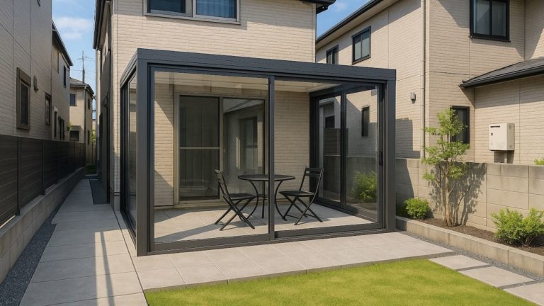 岸和田市の戸建て外構に施工されたテラス囲い・サンルームのイメージ