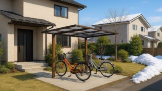 北広島市の戸建て外構に施工された自転車置き場のイメージ