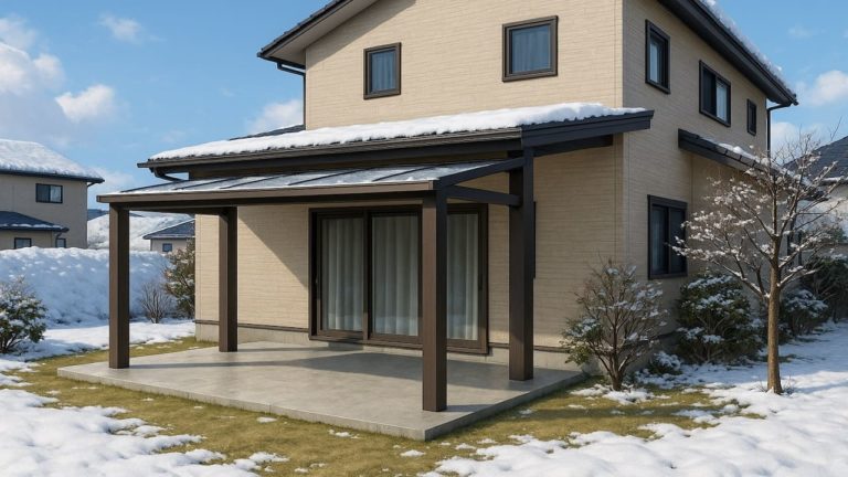 北広島市の戸建て外構に施工されたテラス屋根のイメージ