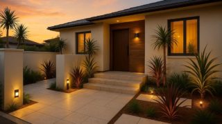 北九州市の戸建て外構に施工された玄関アプローチのイメージ