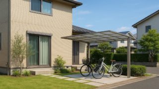 北九州市の戸建て外構に施工された自転車置き場のイメージ