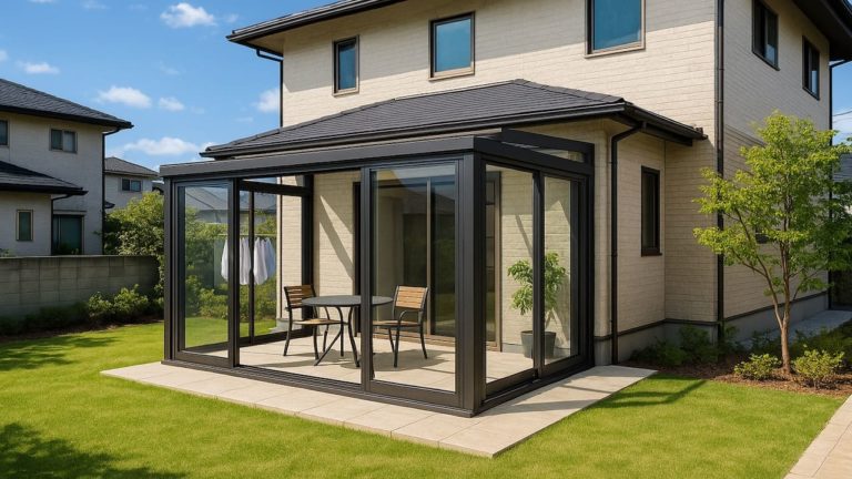 北九州市の戸建て外構に施工されたテラス囲い・サンルームのイメージ